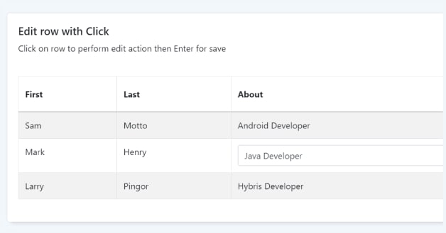 bootstrap editable table