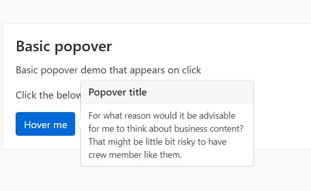 bootstrap hover popover