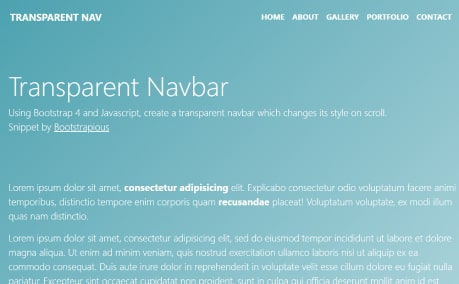 Bootstrap transparent navbar