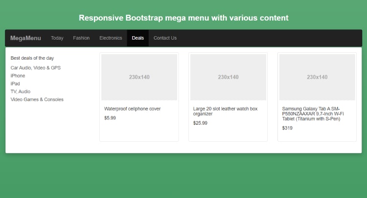 Responsive Bootstrap mega menu